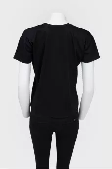 Black T-shirt with velvet print