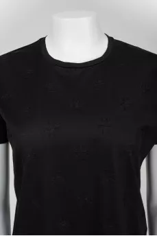 Black T-shirt with velvet print