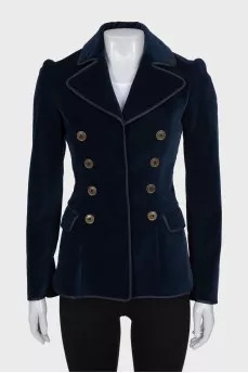 Velvet silk jacket with fitted cut