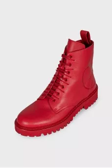 Red leather boots