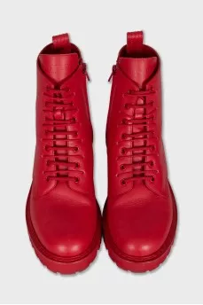 Red leather boots