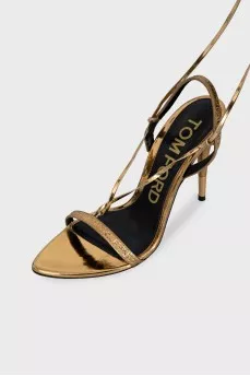 Leather lace-up sandals with tassels
