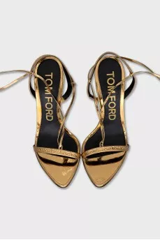 Leather lace-up sandals with tassels