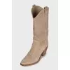Suede Cossacks with relief stitching