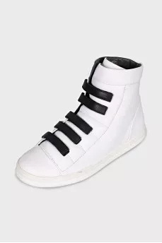 White embossed velcro sneakers
