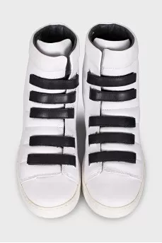 White embossed velcro sneakers