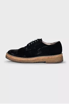 Velvet lace-up shoes