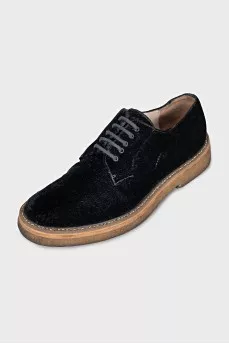Velvet lace-up shoes