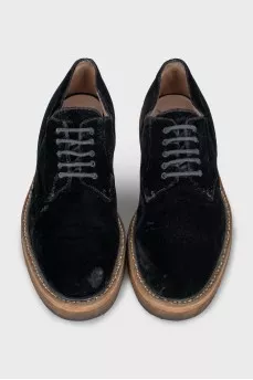 Velvet lace-up shoes