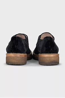 Velvet lace-up shoes