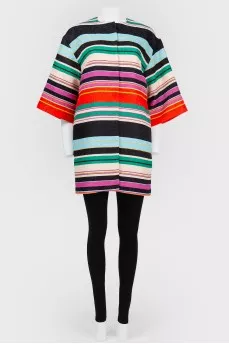 Striped coat with short sleeve