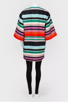 Striped coat with short sleeve