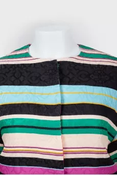 Striped coat with short sleeve