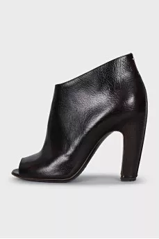 Brown open toe ankle boots