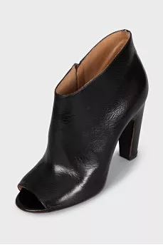 Brown open toe ankle boots