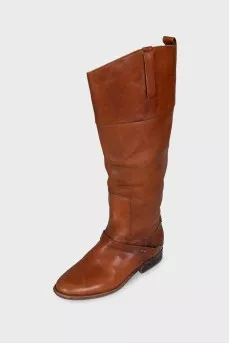 Brown leather boots