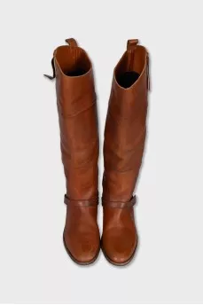 Brown leather boots