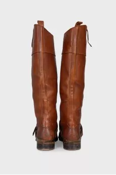 Brown leather boots