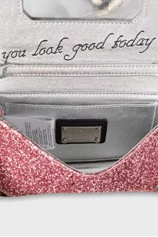 Crystal logo crossbody bag