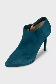 Green suede ankle boots with heels