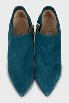 Green suede ankle boots with heels
