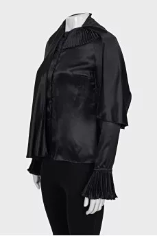 Silk blouse with pleated cuffs
