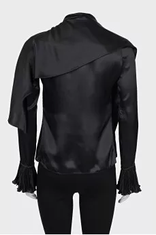 Silk blouse with pleated cuffs