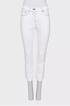 Cropped white jeans