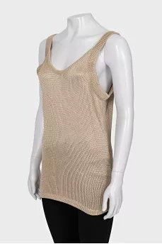 Knitted tank top with wide straps
