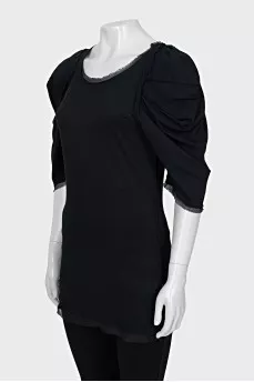 Black blouse with raw edges