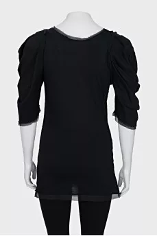 Black blouse with raw edges