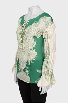 Silk blouse with lacing