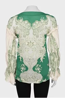 Silk blouse with lacing