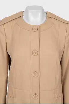 Beige trench coat with round collar