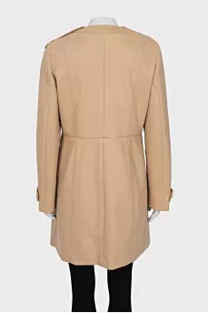 Beige trench coat with round collar