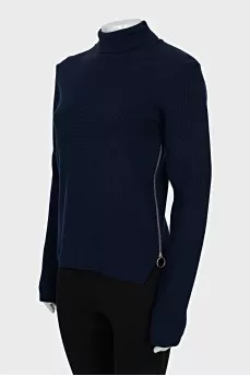 Blue sweater with zippers