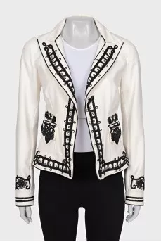 White jacket with black trim