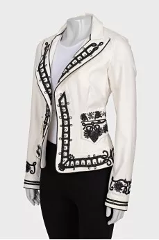 White jacket with black trim