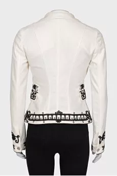 White jacket with black trim