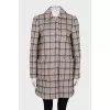 Checkered straight-cut coat with buttons