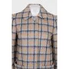 Checkered straight-cut coat with buttons