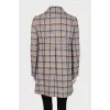 Checkered straight-cut coat with buttons