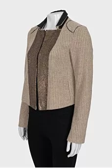 Cropped wool jacket with sequins