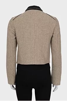 Cropped wool jacket with sequins
