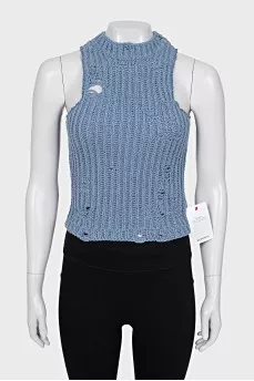 Knitted blue top with tag