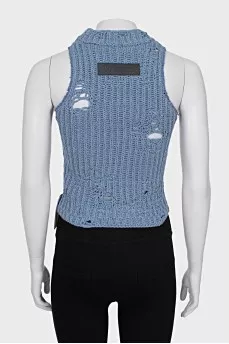 Knitted blue top with tag