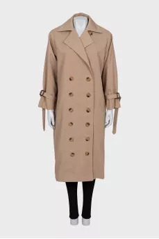 Beige double-breasted raincoat