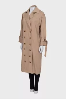 Beige double-breasted raincoat