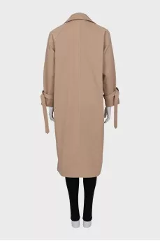Beige double-breasted raincoat