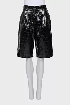 Faux croc skin shorts